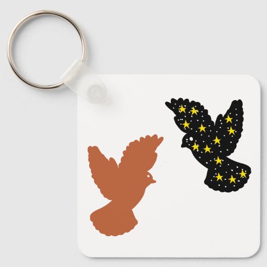 Birds Keychain – Twin Crest Silhouette Design (Voorkant)