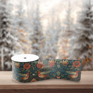 Birds Leaves Floral  William Morris Pattern Grosgrain Lint