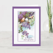 Birds Lilacs  Birthday Kaart (Voorkant)