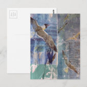 Birds mixed media collage briefkaart (Voorkant / Achterkant)