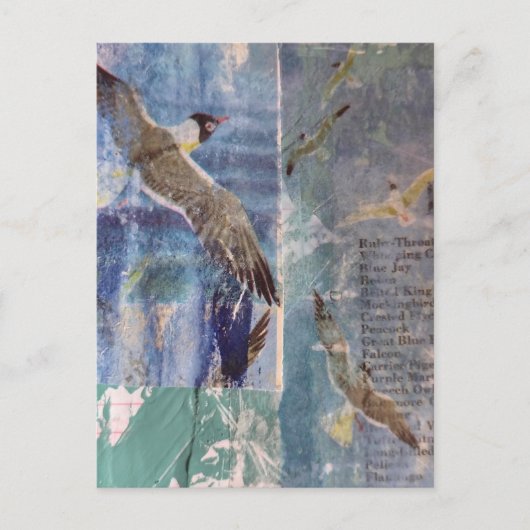 Birds mixed media collage briefkaart (Voorkant)
