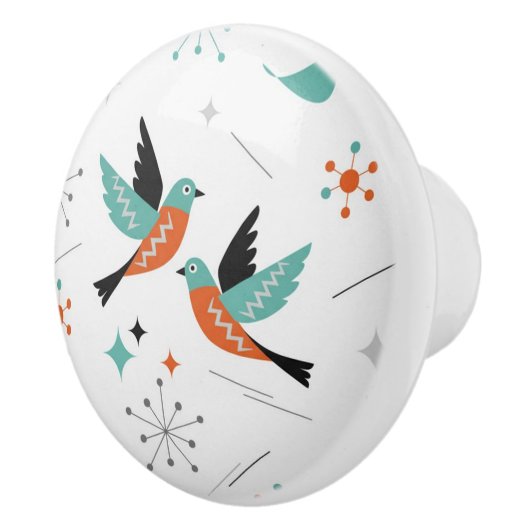 Birds Modern Mid Century Retro Atomic Keramische Knop (Rechts)