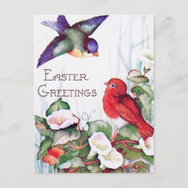 Birds Morning Glory Retro Pasen Briefkaart