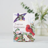 Birds Morning Glory Retro Pasen Briefkaart (Staand voorkant)