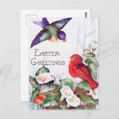 Birds Morning Glory Retro Pasen Briefkaart (Voorkant / Achterkant)