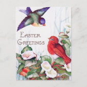 Birds Morning Glory Retro Pasen Briefkaart (Voorkant)