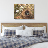 Bird's Nest and Dog Rozen van John William Hill Canvas Afdruk (Insitu (Slaapkamer))