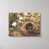 Bird's Nest and Dog Rozen van John William Hill Canvas Afdruk (Voorkant)
