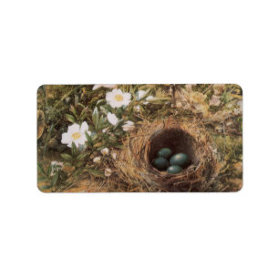 Bird's Nest and Dog Rozen van John William Hill Etiket