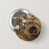 Bird's Nest and Dog Rozen van John William Hill Ronde Button 5,7 Cm (Voorkant /achterkant)