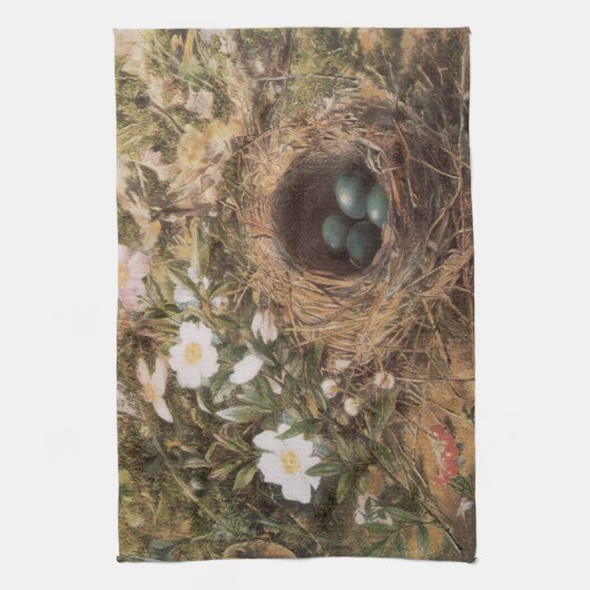 Bird's Nest and Dog Rozen van John William Hill Theedoek (Verticaal)