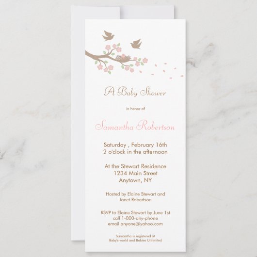 Birds Nest Baby shower Invitation Kaart (Voorkant)