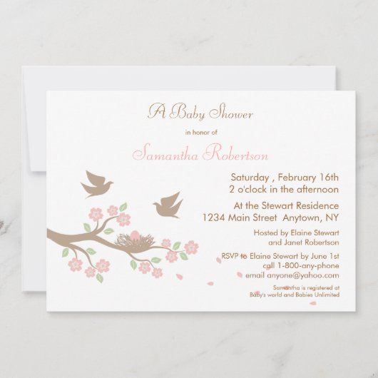 Birds Nest Baby shower Invitation Kaart (Voorkant)