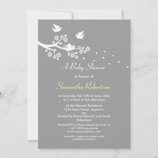 Birds Nest Baby shower Invitation Kaart (Voorkant)