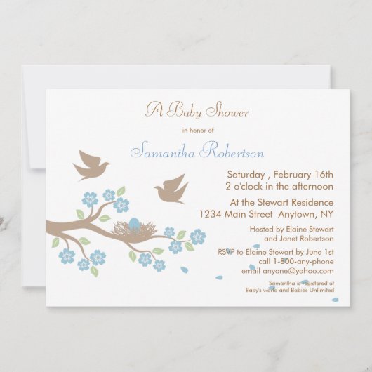 Birds Nest Baby shower Invitation Kaart (Voorkant)