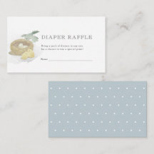 Bird's Nest Blue Baby shower Diaper Raffle Ticket