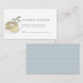 Bird's Nest Blue Baby shower Diaper Raffle Ticket Informatiekaartje