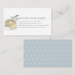 Bird's Nest Blue Boy Baby shower Book Request Informatiekaartje