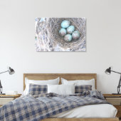 Bird's Nest Blue Eggs Natuur Fotografie Canvas Afdruk (Insitu (Slaapkamer))