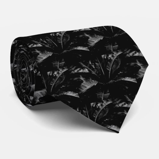 Bird's Nest Fern Necktie - Black Stropdas (Opgerold)