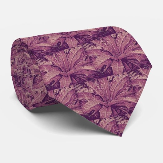 Bird's Nest Fern Necktie - Roze Heather Stropdas (Opgerold)