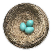Birds Nest with Blue Eggs Keramische Knop (Voorkant)
