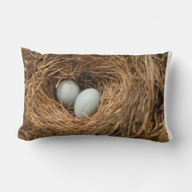 Bird's nesten met Robin's Eggs Pillow Kussen (Voorkant)