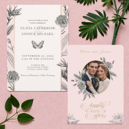 Birds of Paradise Custom Photo Wedding Invitation  Kaart