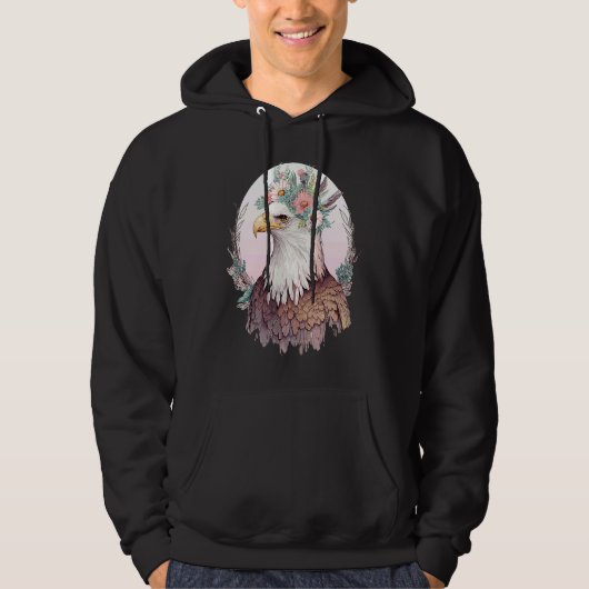 Birds Of Prey Bald Eagle Flower Crown Floral Birdi Hoodie (Voorkant)