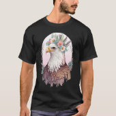 Birds Of Prey Bald Eagle Flower Crown Floral Birdi T-shirt (Voorkant)