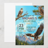 Birds of Prey Birthday Party Invitation Kaart (Voorkant / Achterkant)
