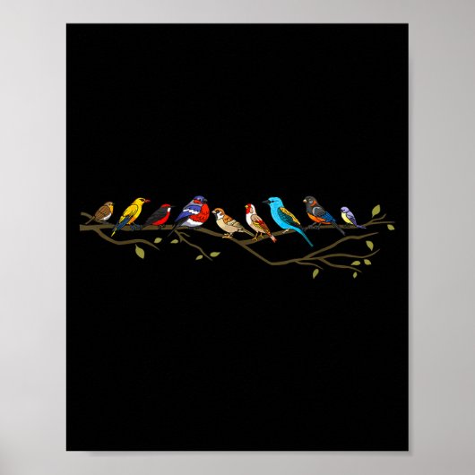 Birds On A Branch Birding Bird Watching Bird Watch Poster (Voorkant)