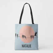 Birds on a Wire with Pastel Sun Personalized  Tote Bag (Voorkant)