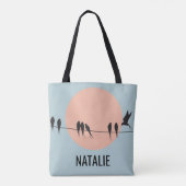 Birds on a Wire with Pastel Sun Personalized  Tote Bag (Achterkant)