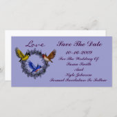 Birds on Wreath Wedding Bewaar de datum Save The Date (Voorkant / Achterkant)