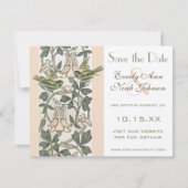 Birds Peach Honeysuckle Save the Date Kaart (Voorkant)