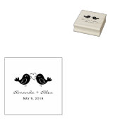 Birds Rustic Rubber Stamp Wedding Monogram Rubberstempel (Gestempeld)