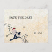 Birds Save the Date Damask Aankondigingskaart (Voorkant)