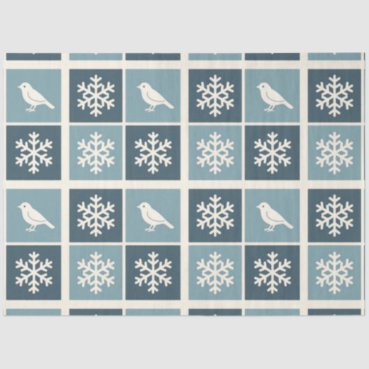 Birds & Snowflakes Christmas Winter Decoupage Tissuepapier (Voorkant)