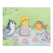 Birds Tea Party Nursery Art Print Poster