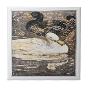 Birds Two Ducks Victoriaans kunst Tegeltje
