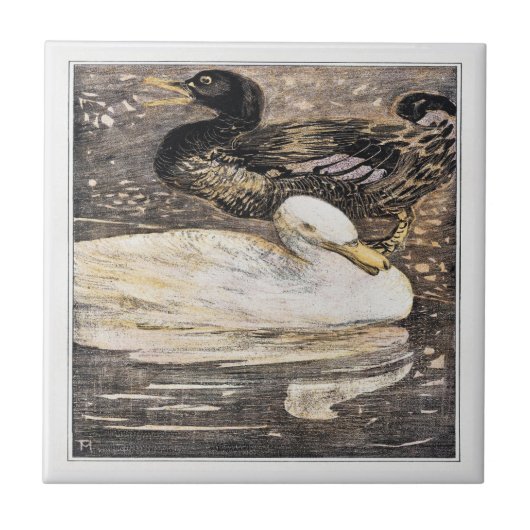 Birds Two Ducks Victoriaans kunst Tegeltje (Voorkant)