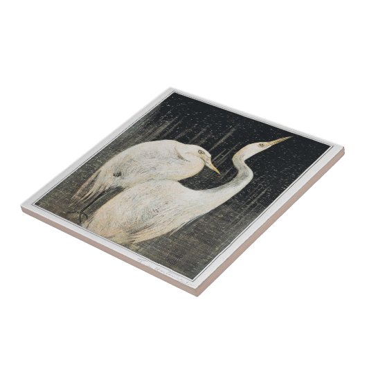 Birds Two Egrets Victoriaans kunst Tegeltje (Zijkant)