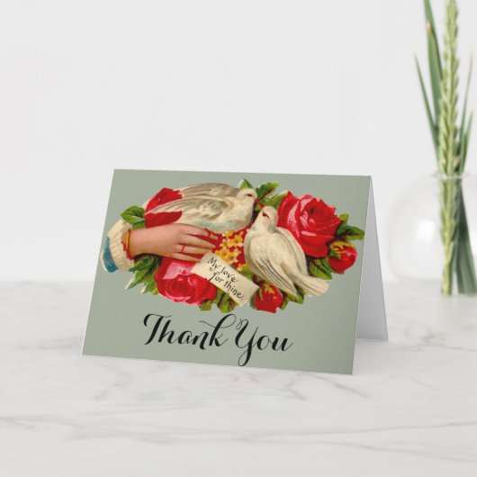  Birds Victoriaans Love Dove Classic Art Bedankkaart (Voorkant)