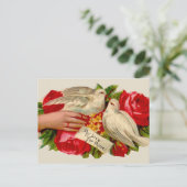  Birds Victoriaans Love Dove Classic Art Briefkaart (Staand voorkant)