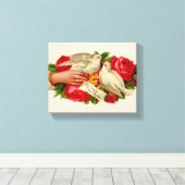  Birds Victoriaans Love Dove Classic Art Canvas Afdruk (Insitu (Houten vloer))