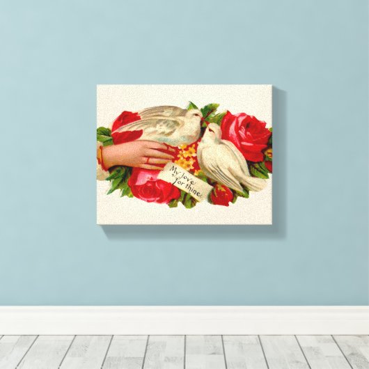  Birds Victoriaans Love Dove Classic Art Canvas Afdruk (Insitu (Houten vloer))