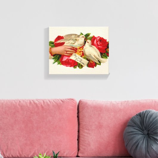  Birds Victoriaans Love Dove Classic Art Canvas Afdruk (Insitu (Woonkamer))