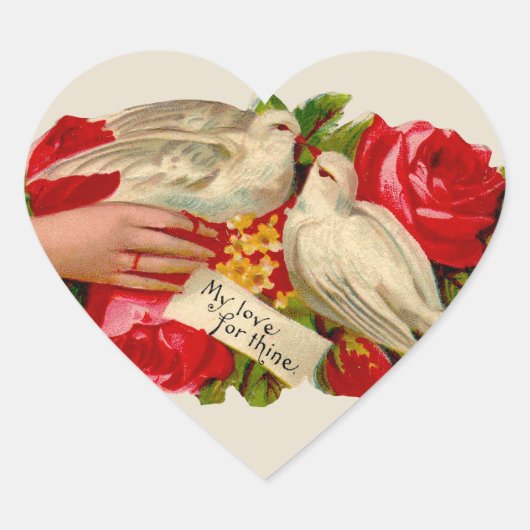  Birds Victoriaans Love Dove Classic Art Hart Sticker (Voorkant)