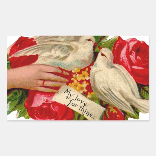  Birds Victoriaans Love Dove Classic Art Rechthoekige Sticker (Voorkant)